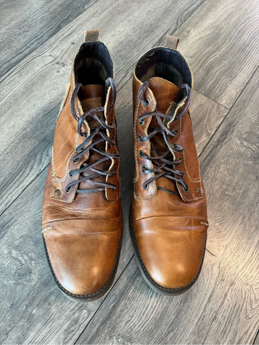 Bullboxer Delden Leather Cap Toe Boots Brown Men’s 12 Made in Portugal
